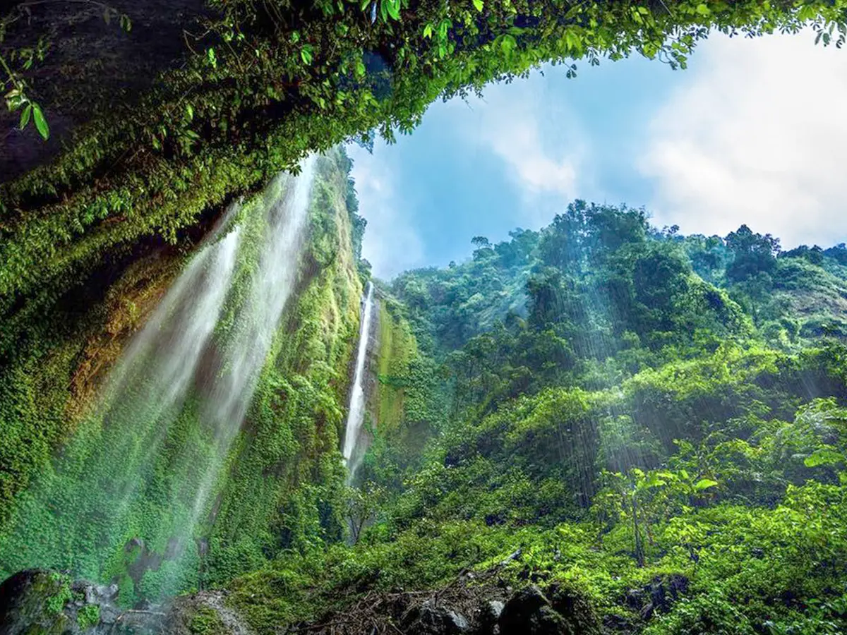 Rail transfer → Mojokerto → Madakaripura Waterfall → Bromo